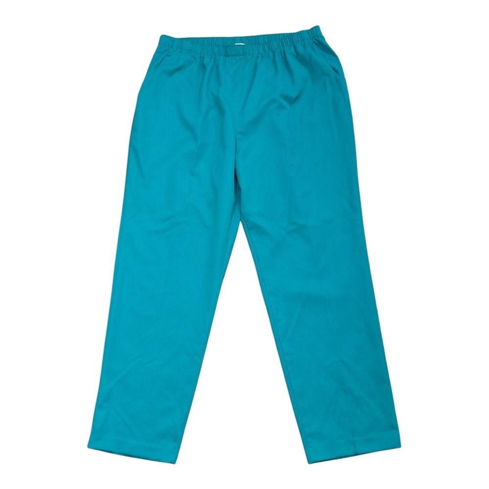 Alia Pull On Pants Womens Size 18 Turquoise Blue Elastic Waist Straight Leg